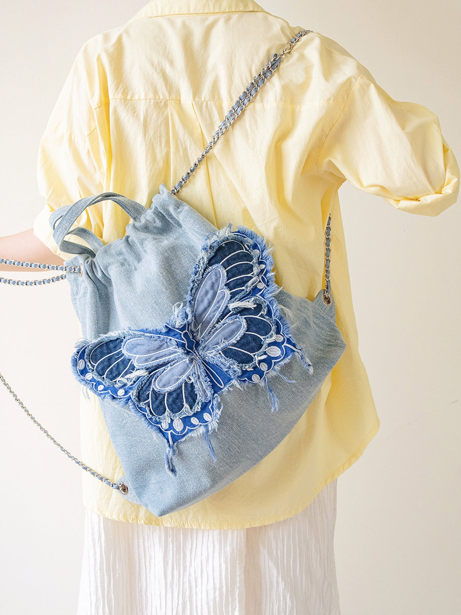 Butterfly Drawstring Strap Bag