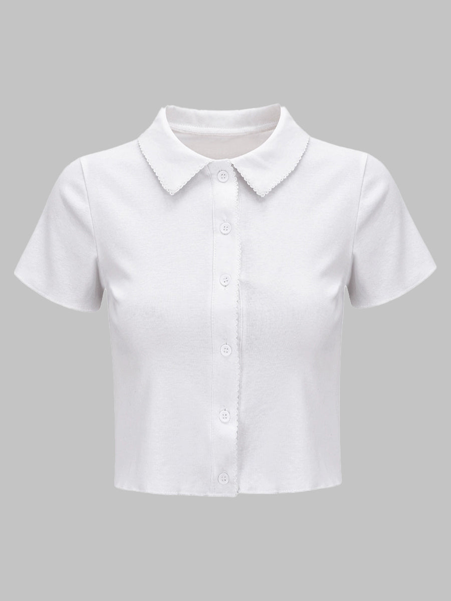 Polo Knit Short Sleeve Top