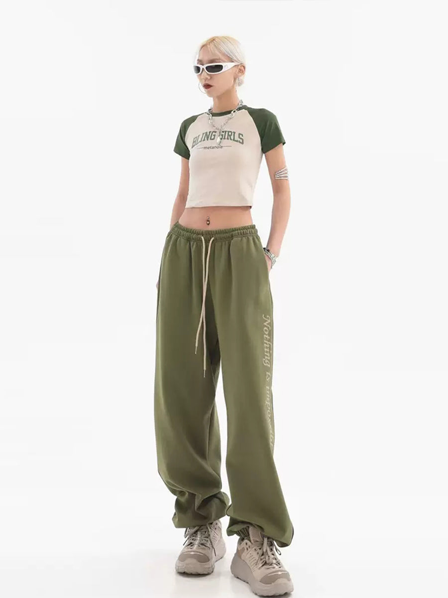 Printed Straight Leg Panel Sweatpants Pants