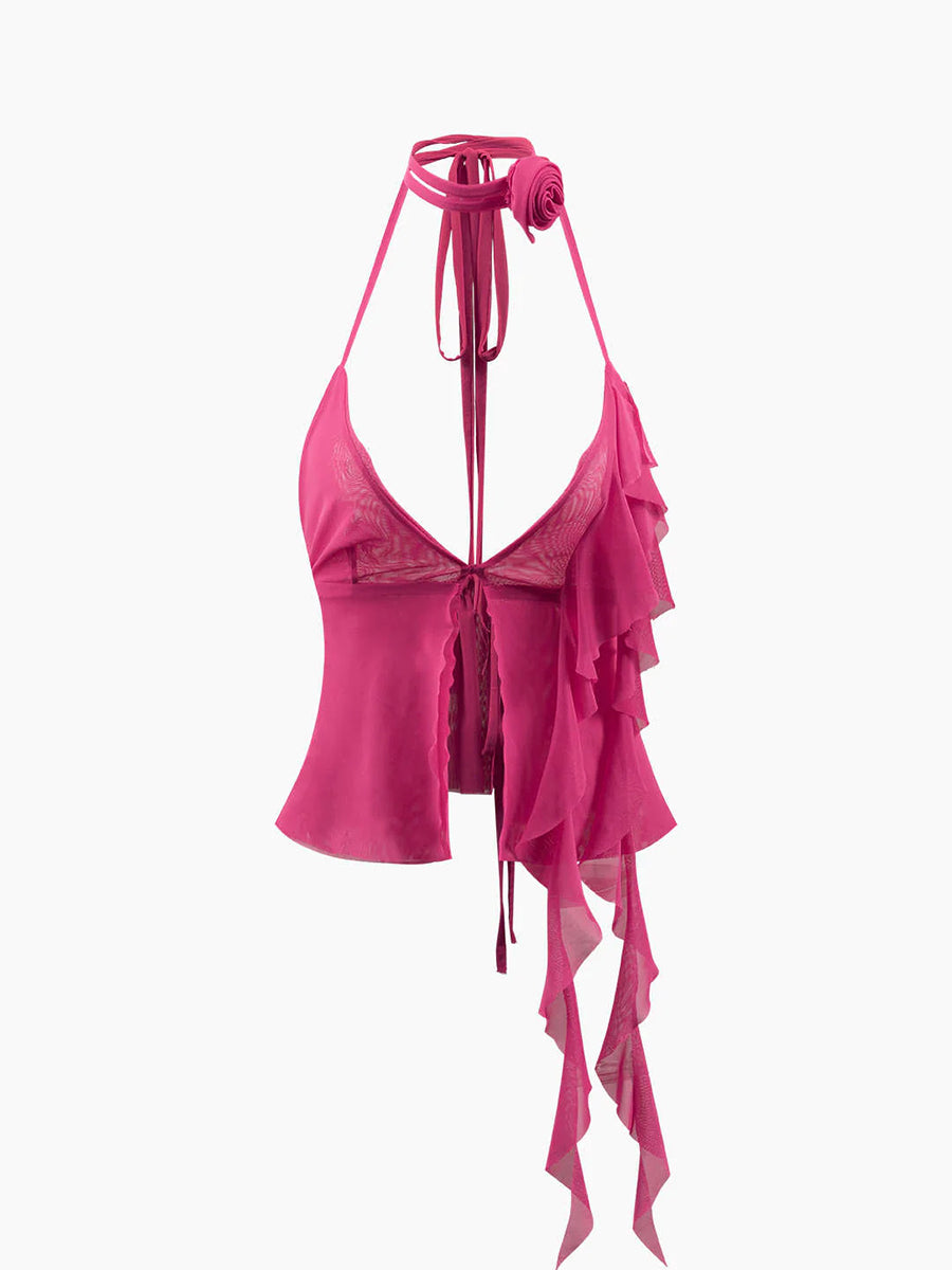 Rose Mesh Halter Top