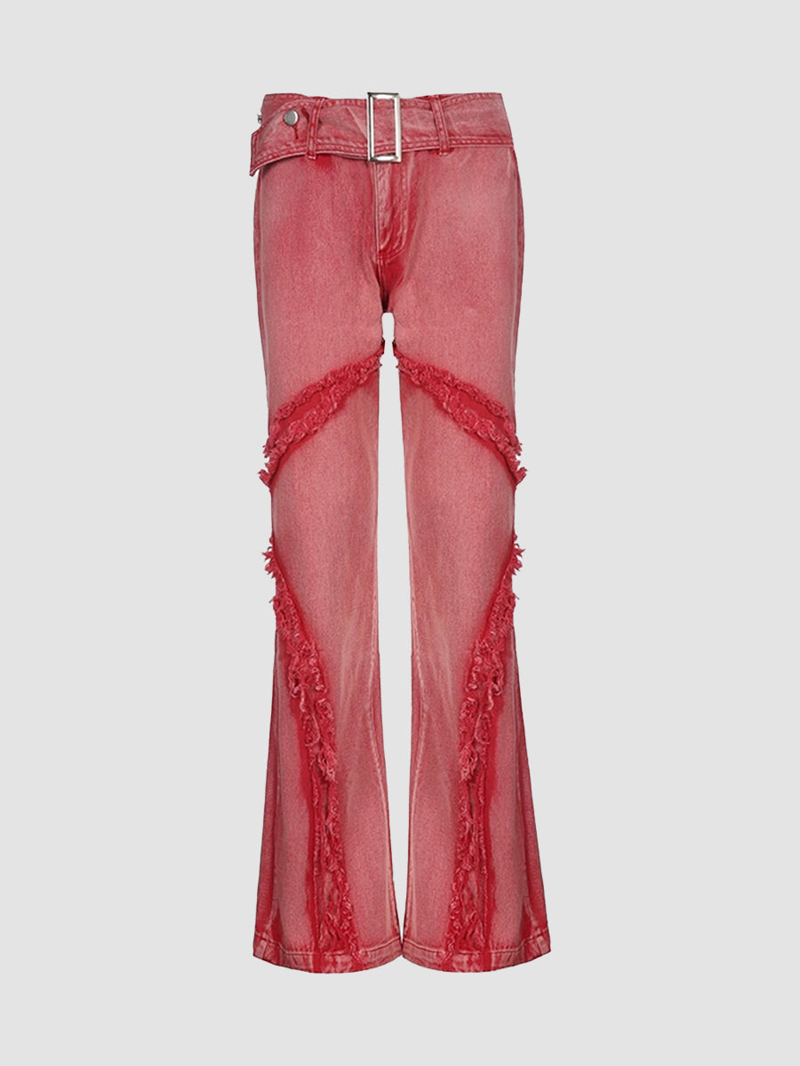Pink Casual Denim Jeans