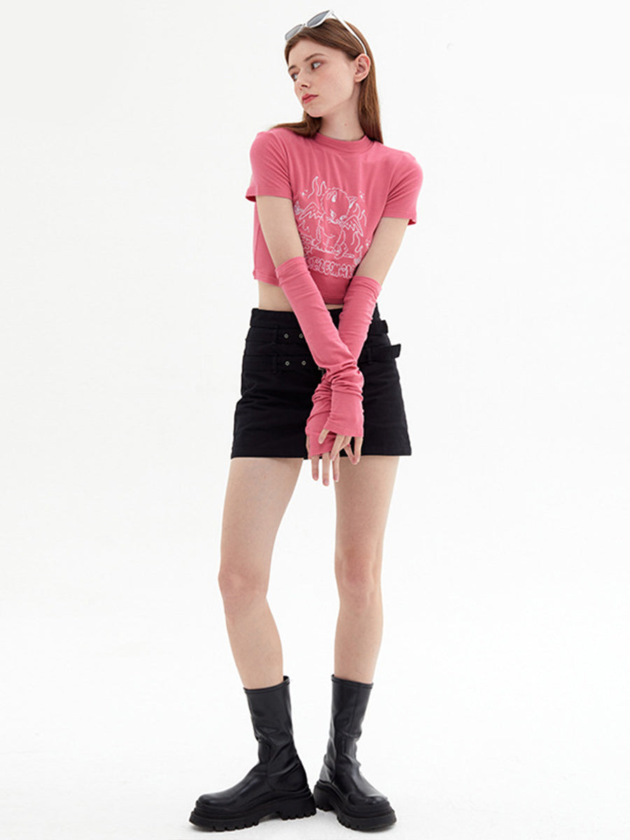 Tight Crop Top with Sleeves