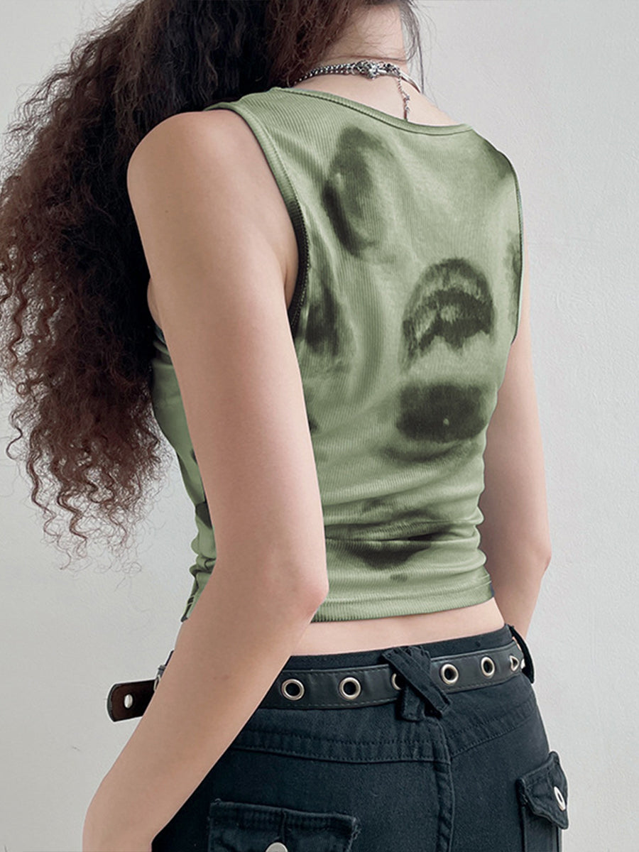 Green Tie-Dye Tank Top