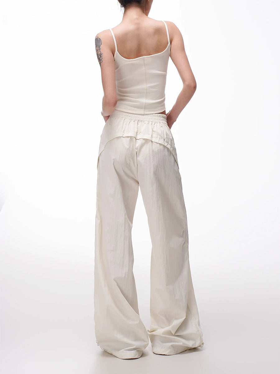 Solid Color Casual Sport High Waist Loose Pants