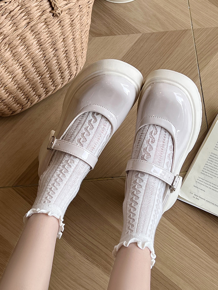 Ankle Straps Round Toe Chunky Heeled Pumps