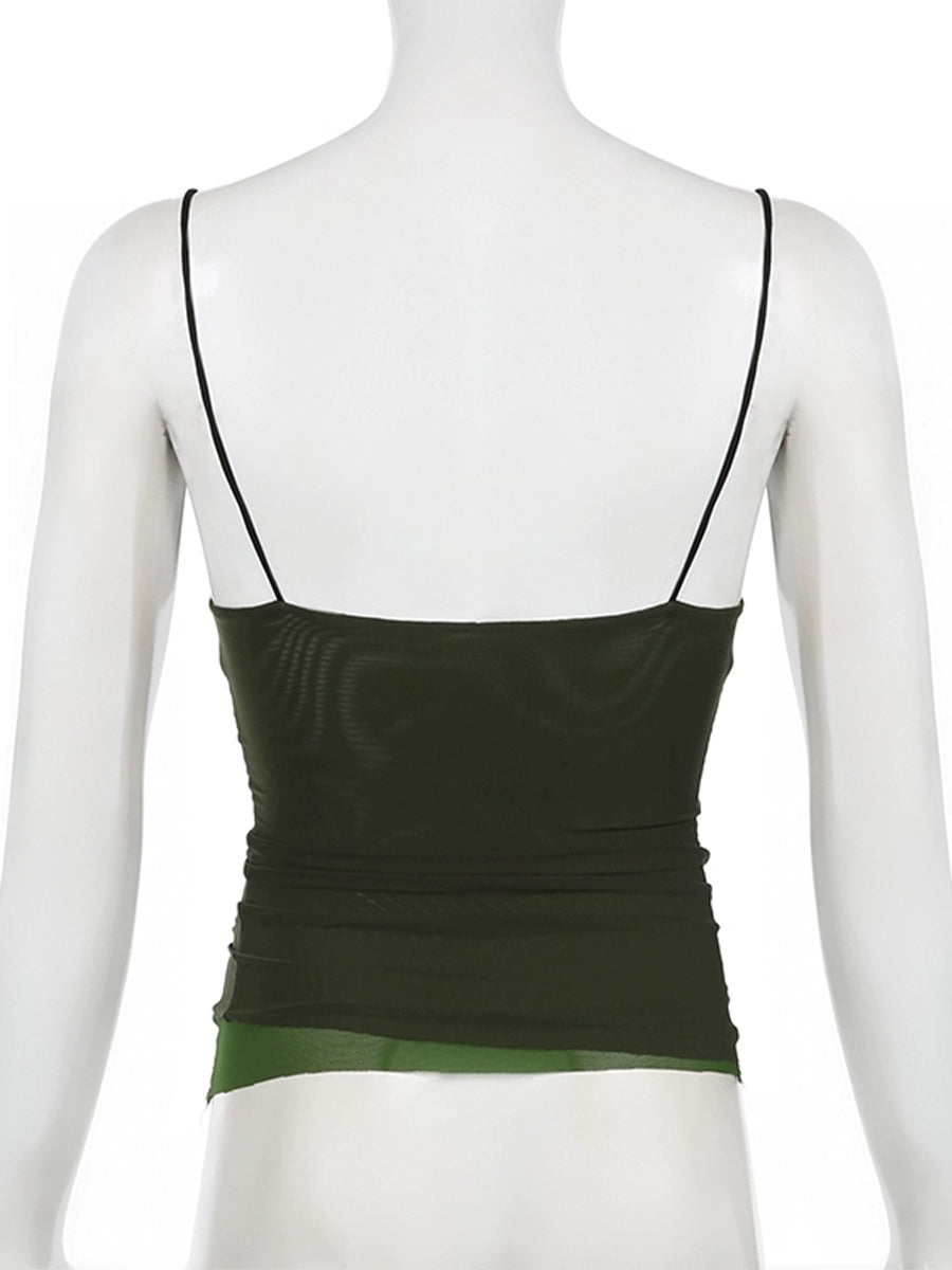 Sexy Green Mesh Cami Crop Top