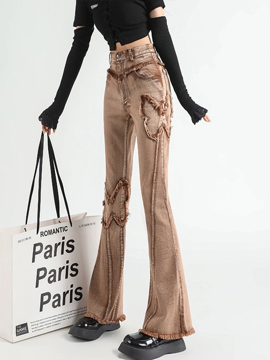 Butterfly Brown Denim Jeans