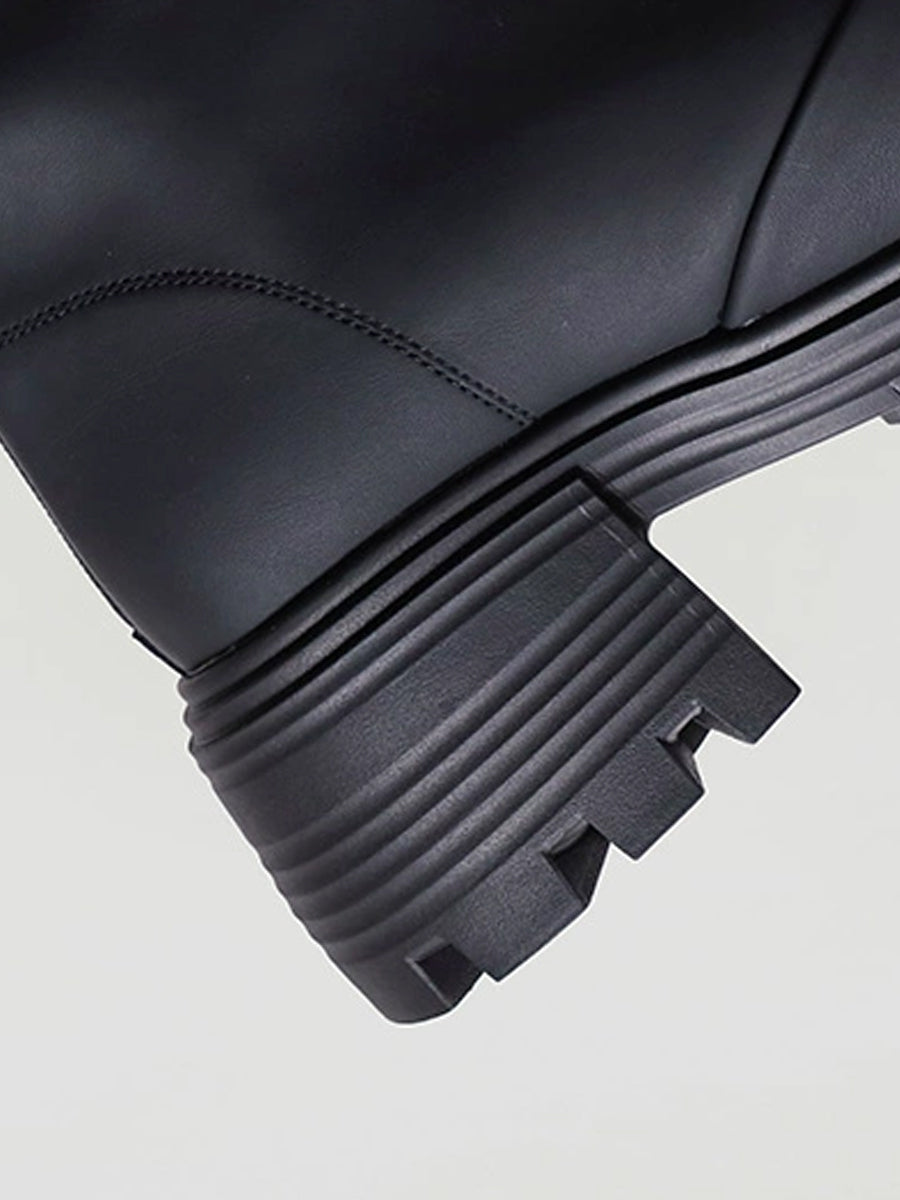 Women's Solid Color Zipper Height Increase PU Solid Color Boots