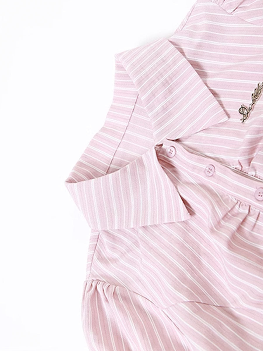 Striped Slim Fit Shirt Crop Top