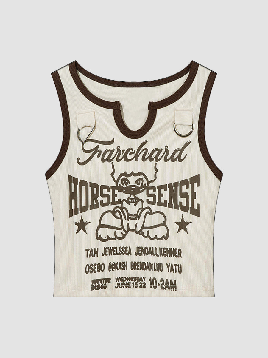 Vintage Printed Sleeveless Tank Top