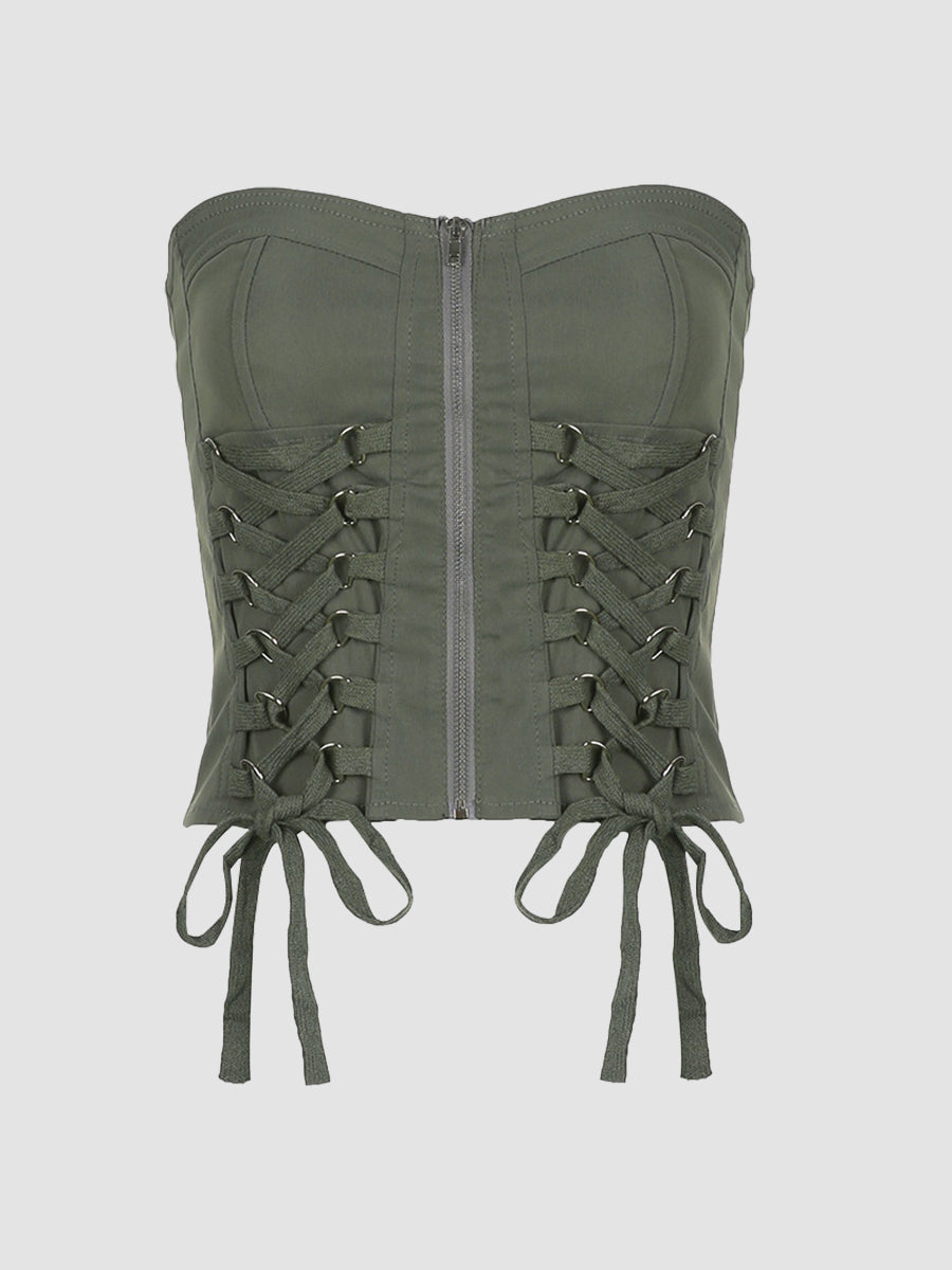 Slim Fit Lace-up Tube Top