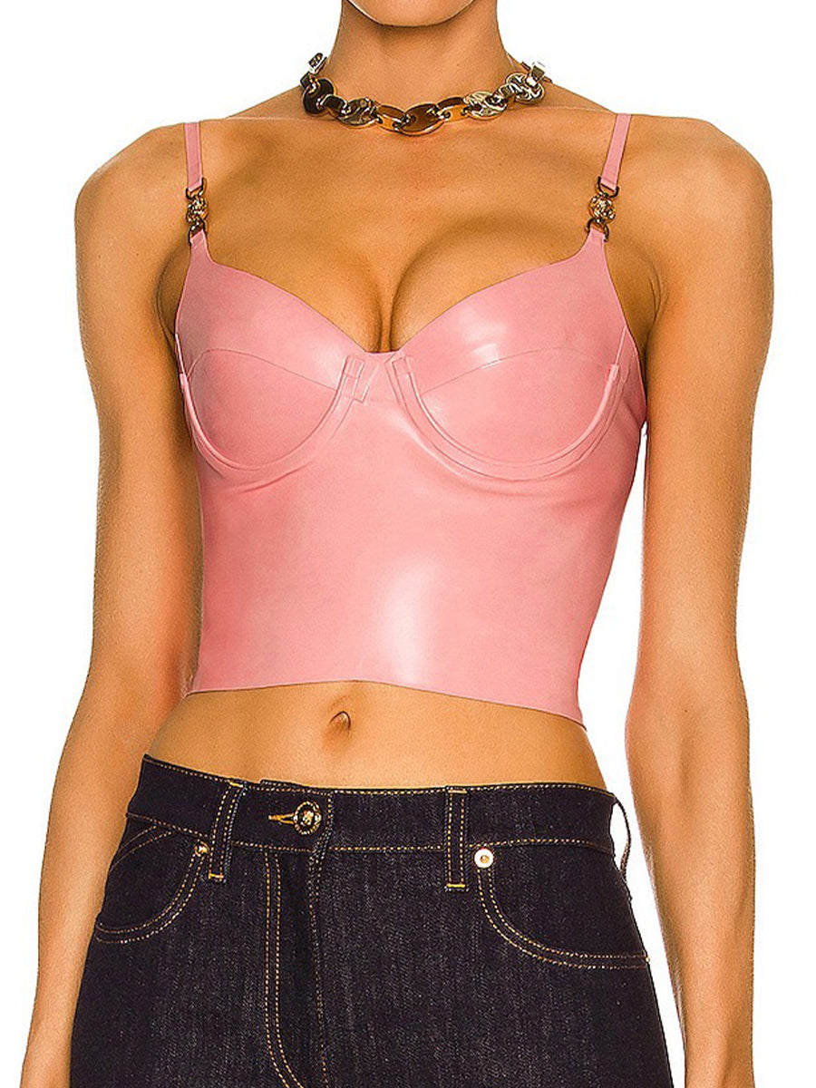 Pink Leather Cami Top + Tight Skirt Set