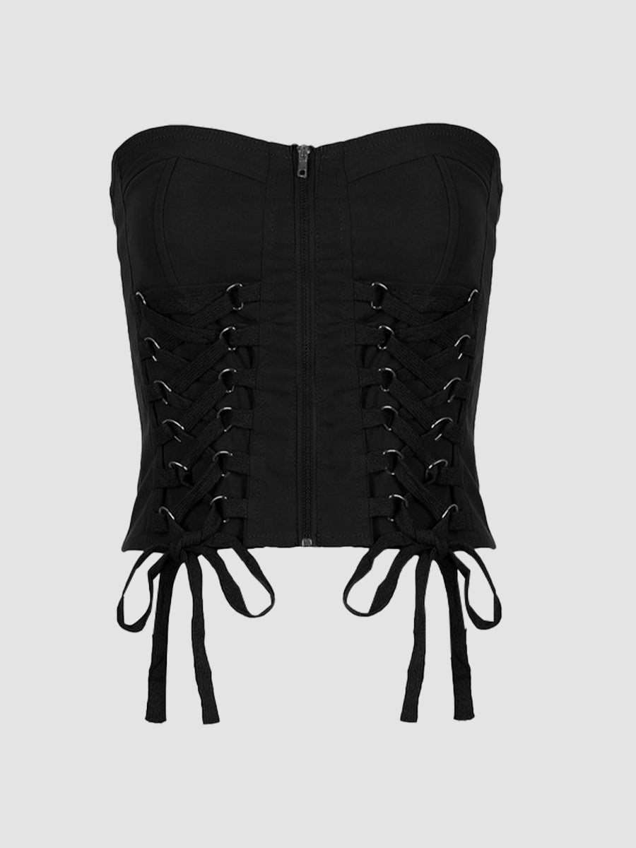 Slim Fit Lace-up Tube Top