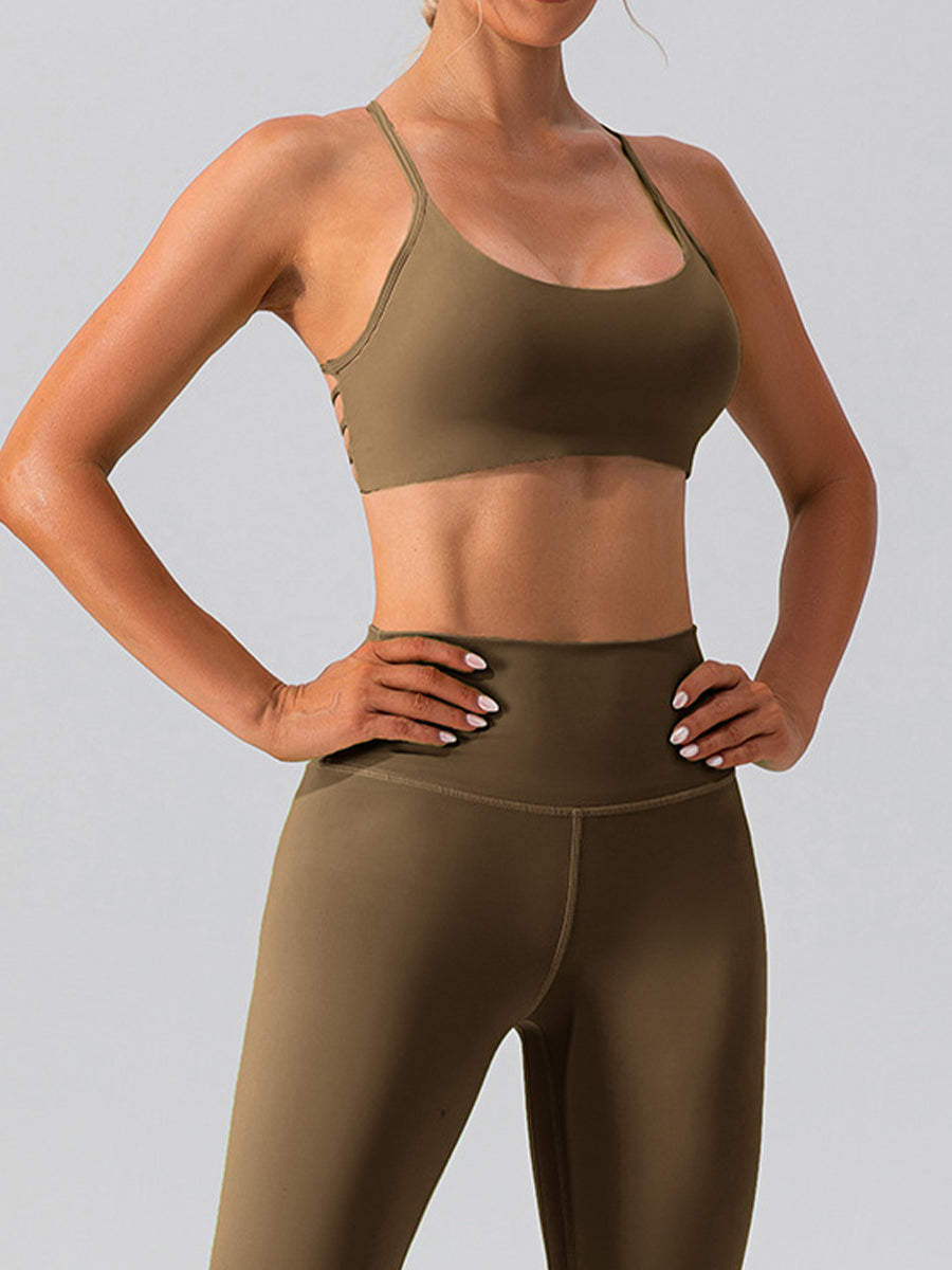 2pcs Sleeveless Tank Skin-Friendly Sports Set Workout Set Fitness Yoga Suit with Chest Pads