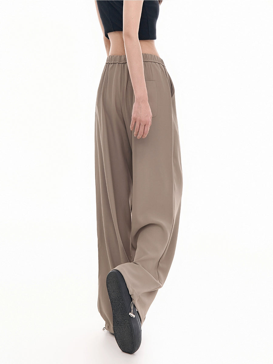 Solid Color Loose Fit Drawstring Pants