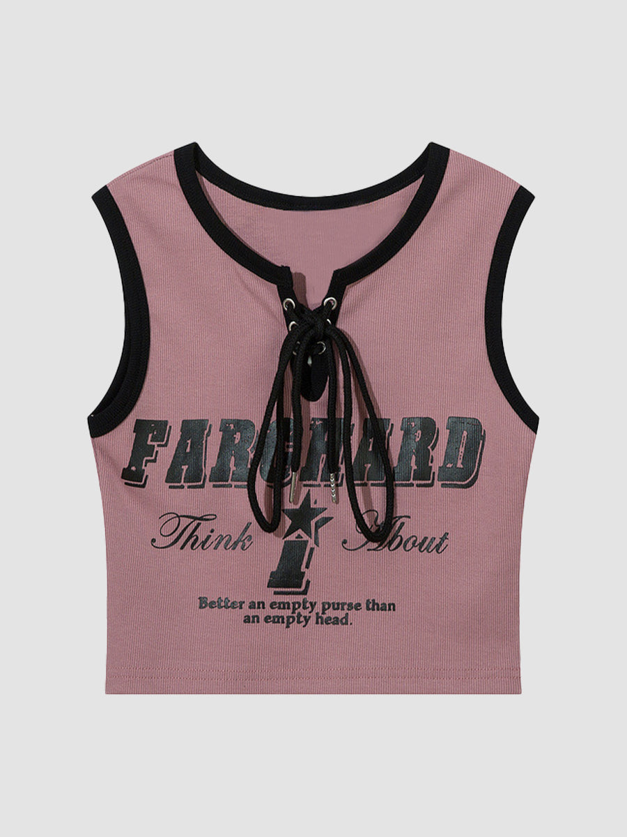 Vintage Printed Sleeveless Tank Top