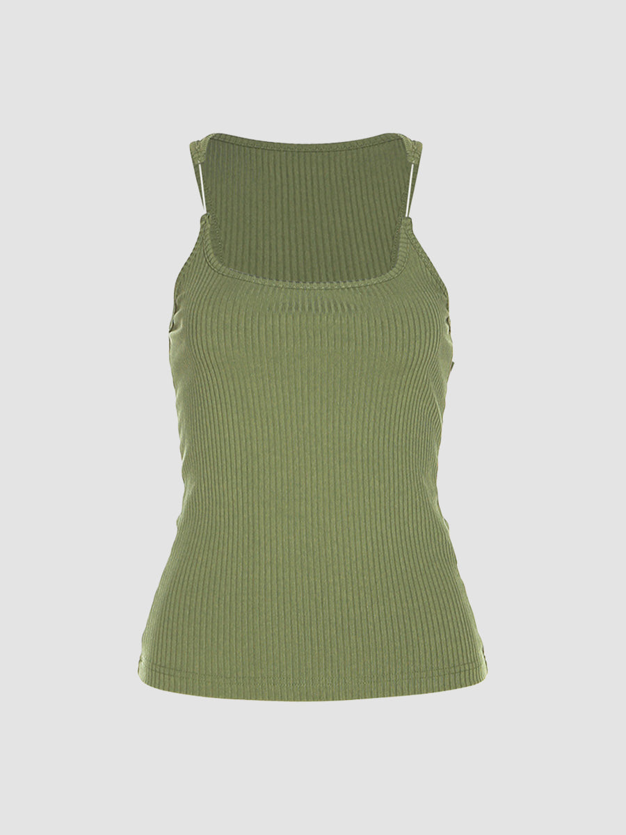 Clear Strap Knitted Cami Top