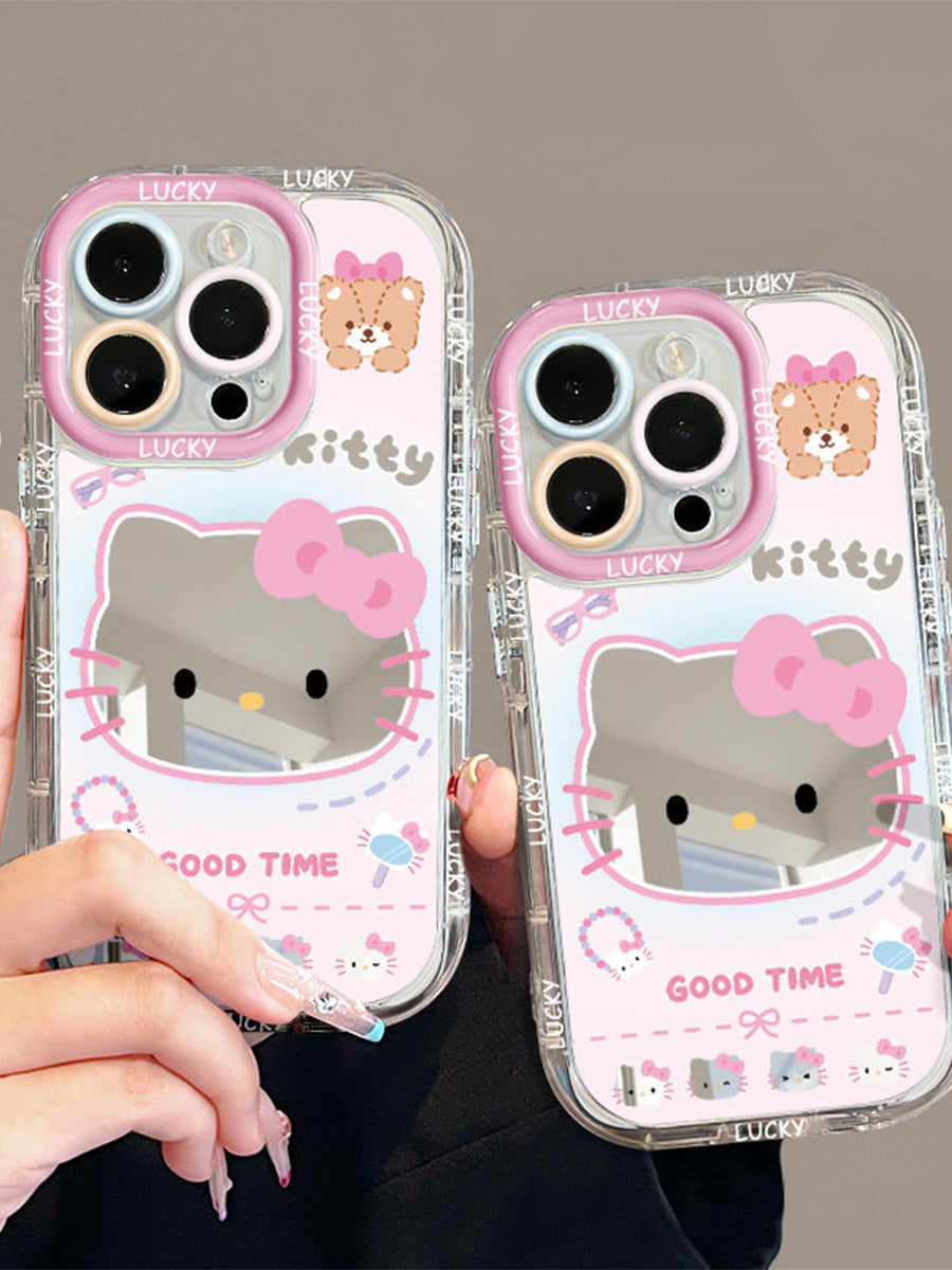 Cute Cat Pink Mirror Drop-proof Phone Case