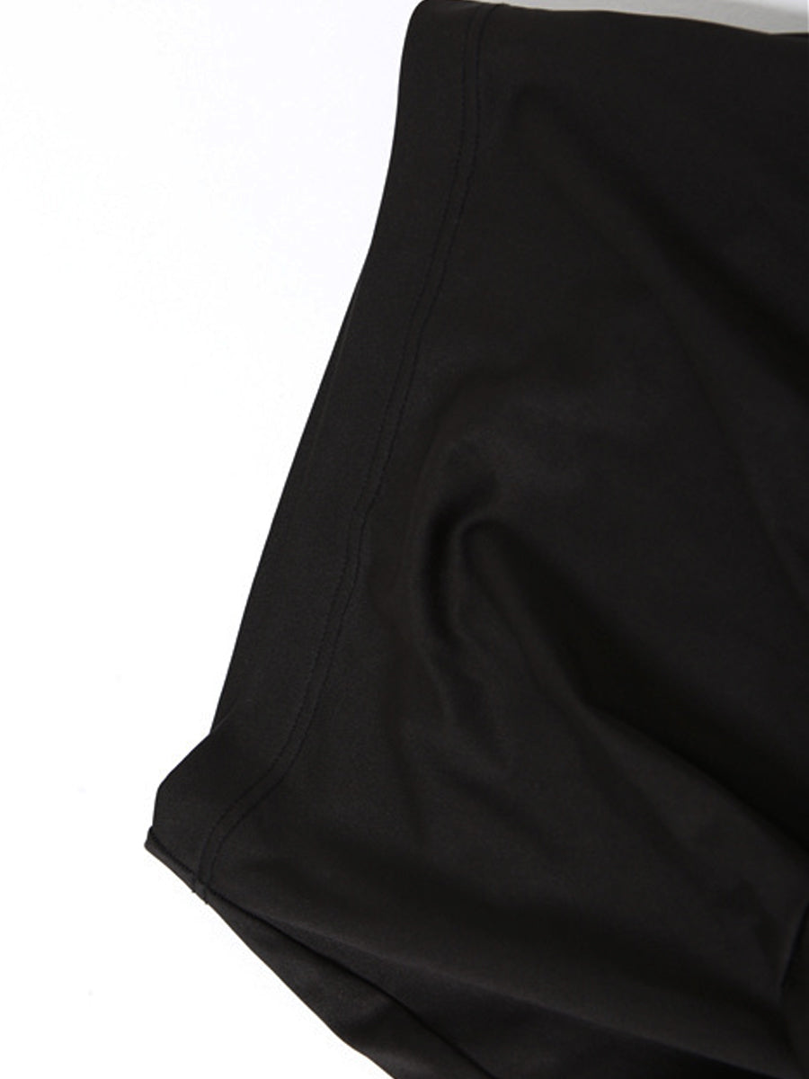 Black Slim Irregular Hem Midi Skirt