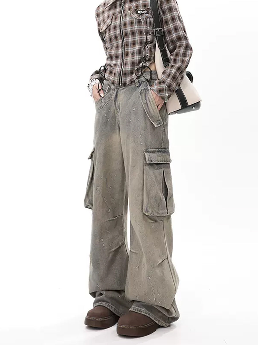 Vintage Irregular Loose Cargo Jeans
