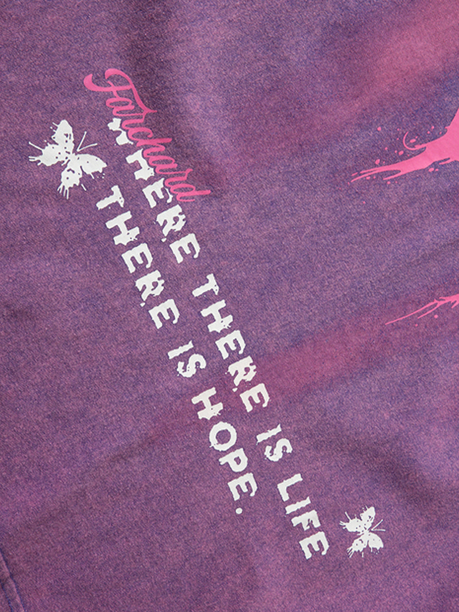 Butterfly Print Oversize Short Sleeve Top