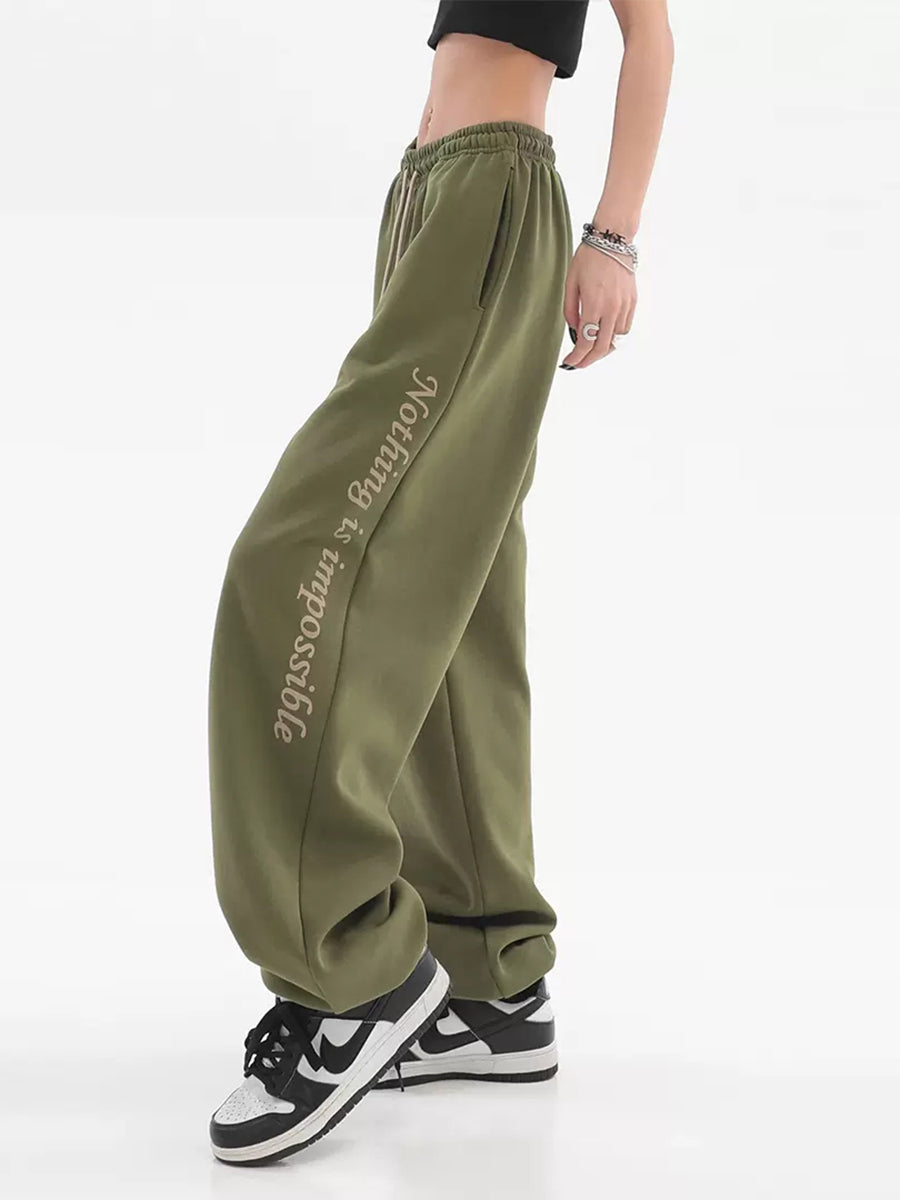 Printed Straight Leg Panel Sweatpants Pants