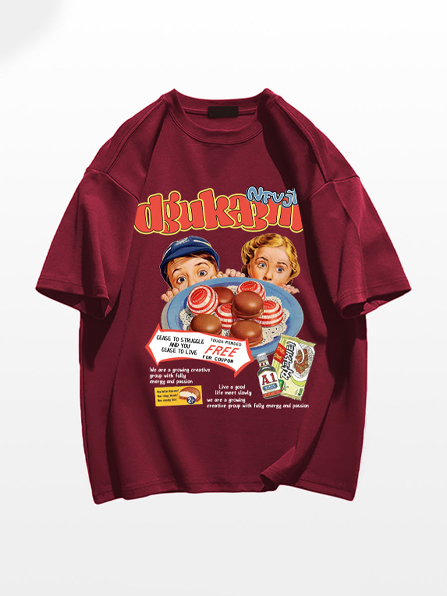 Kids Print Oversize Short Sleeve Top