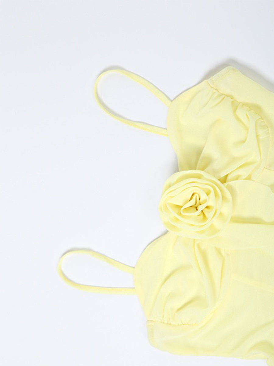 Solid Color Slim Fit Ruffle Irregular Camisole Top