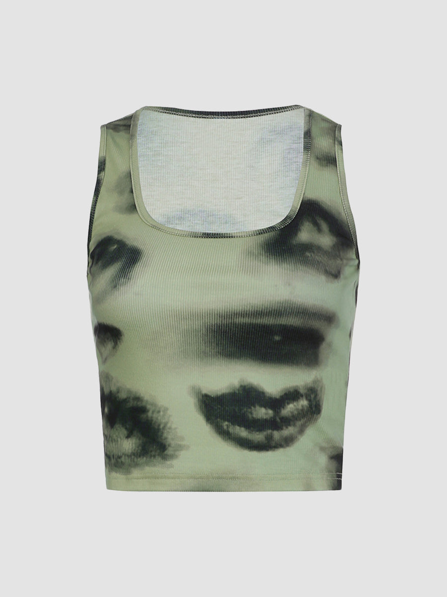 Green Tie-Dye Tank Top