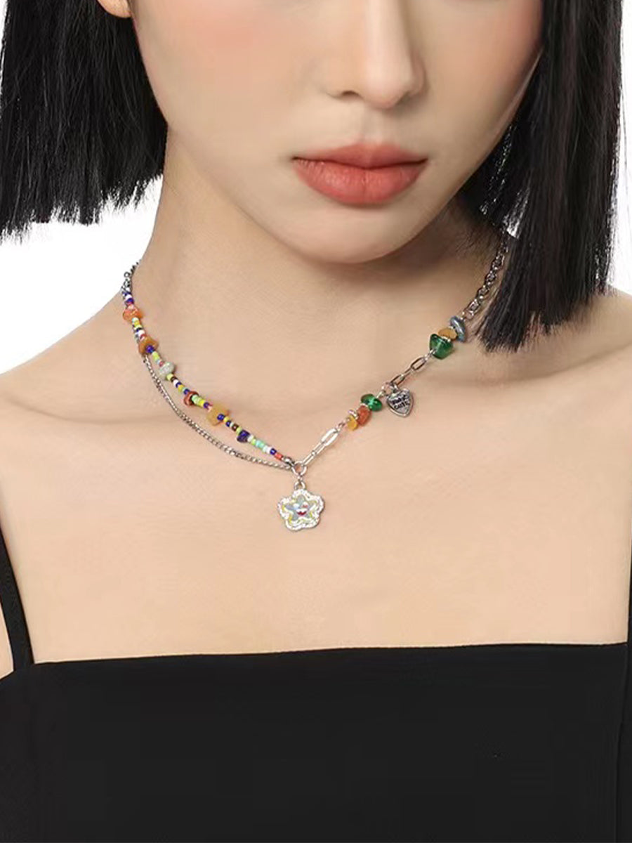 Smile Flower Rainbow Necklace