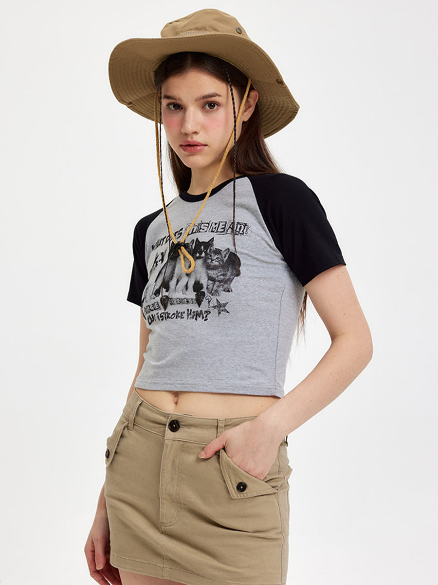 Patchwork Printed Crop Top