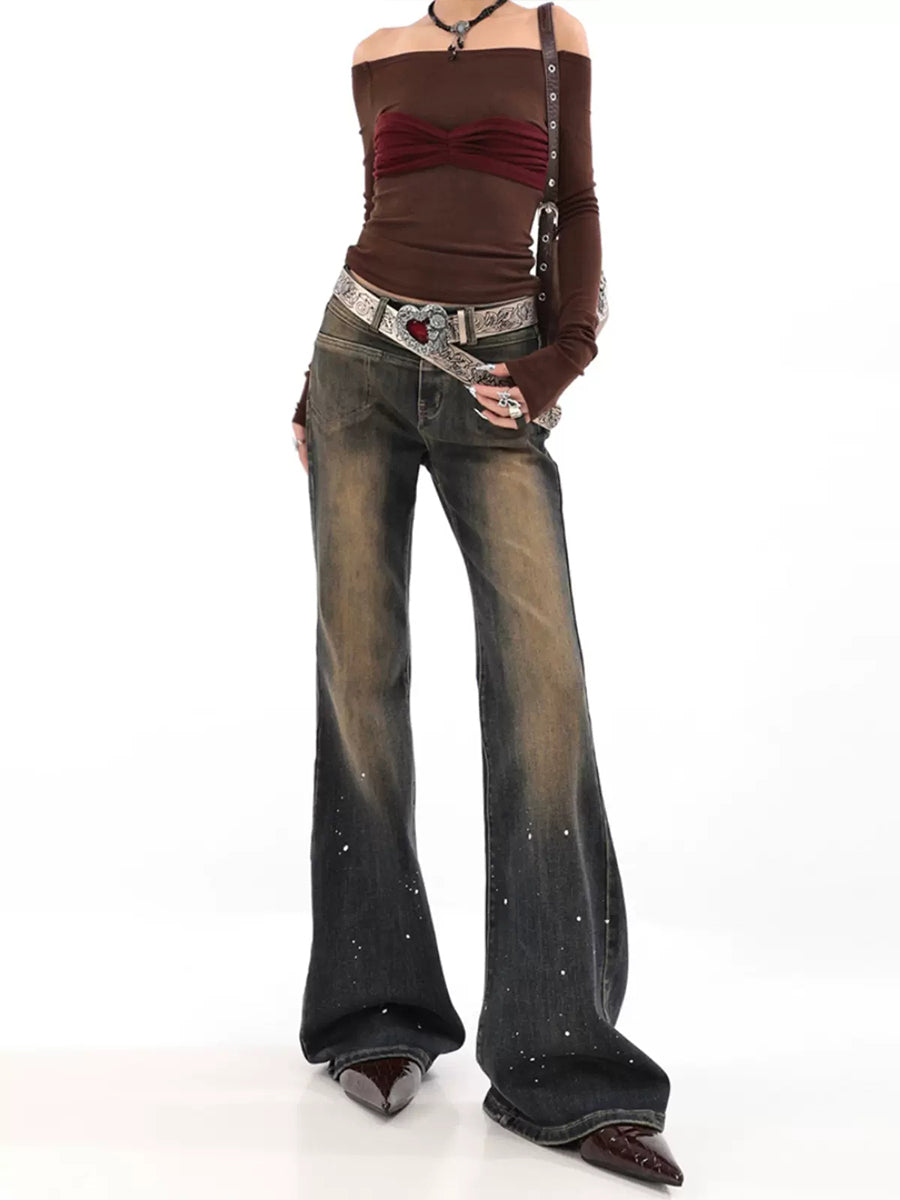 Vintage High Waisted Sexy Denim Flared Jeans