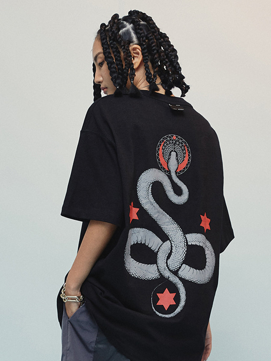 Snake Print Oversized T-Shirt Top