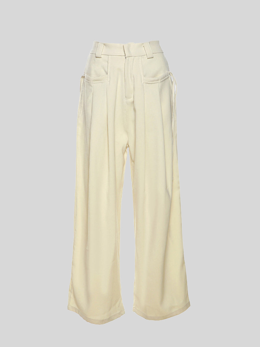 Lace-up Pockets Casual Pants
