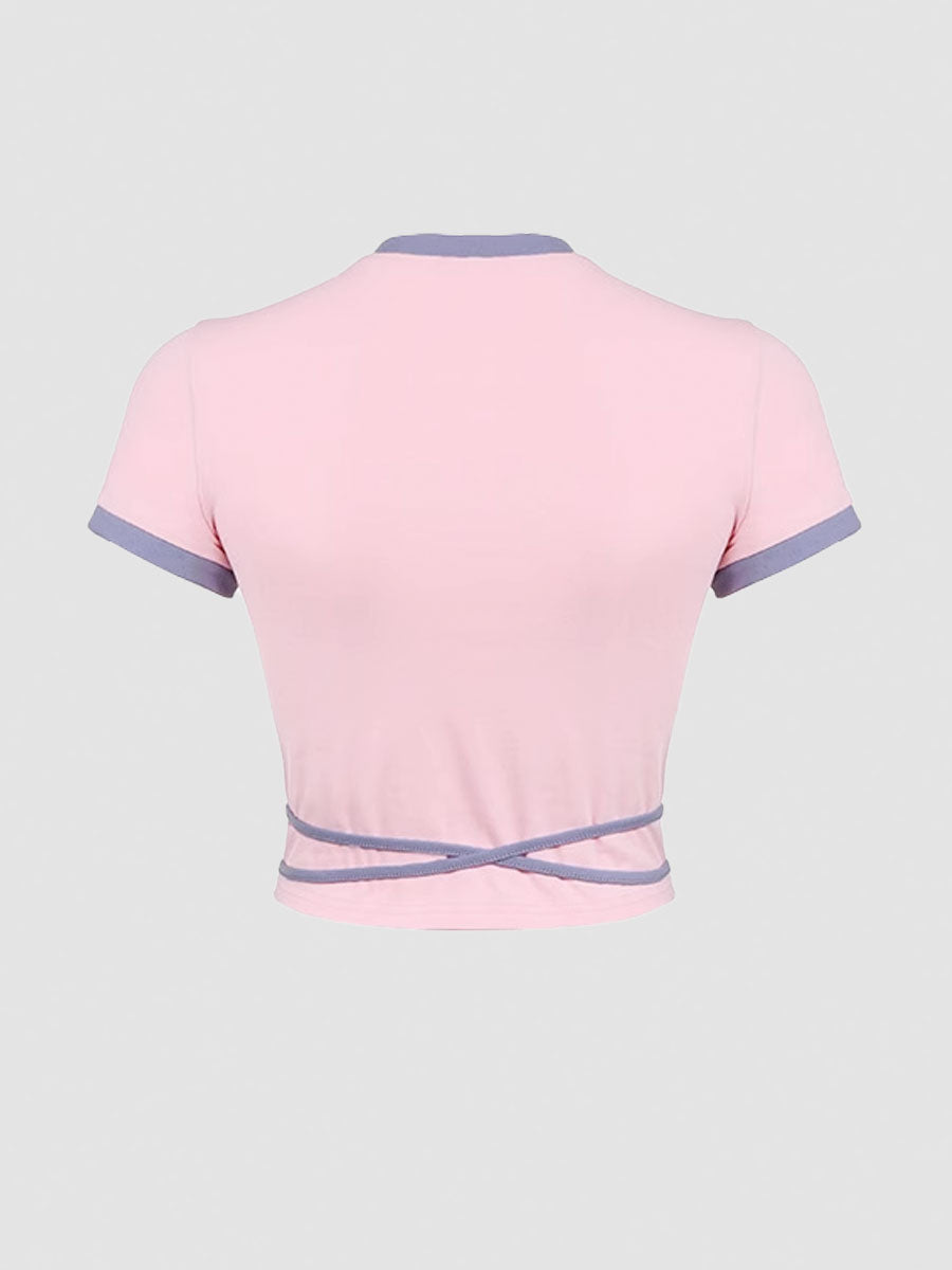 Lace-up Prints Crop Top