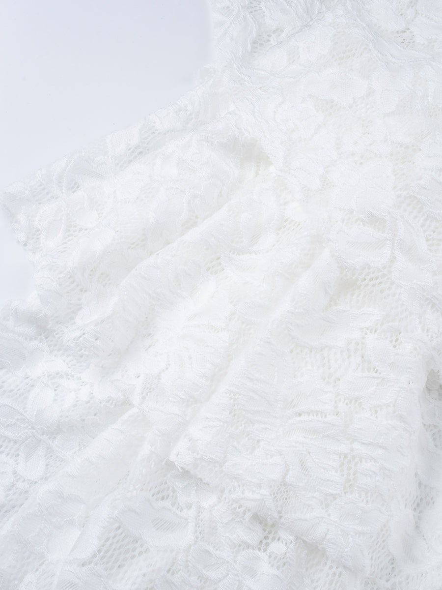 Multi Layered Lace Irregular Skirt with Lining