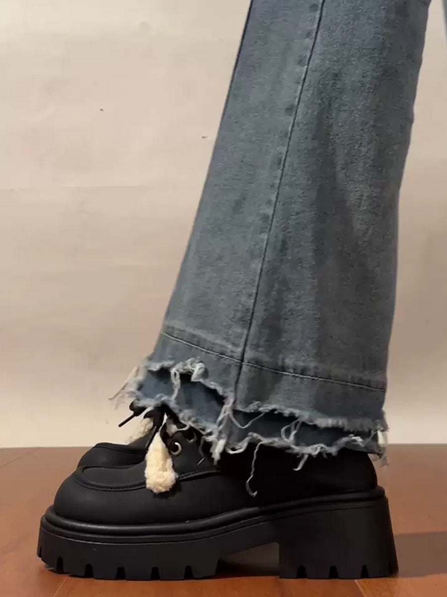Chunky Heeled Lace-up Pumps