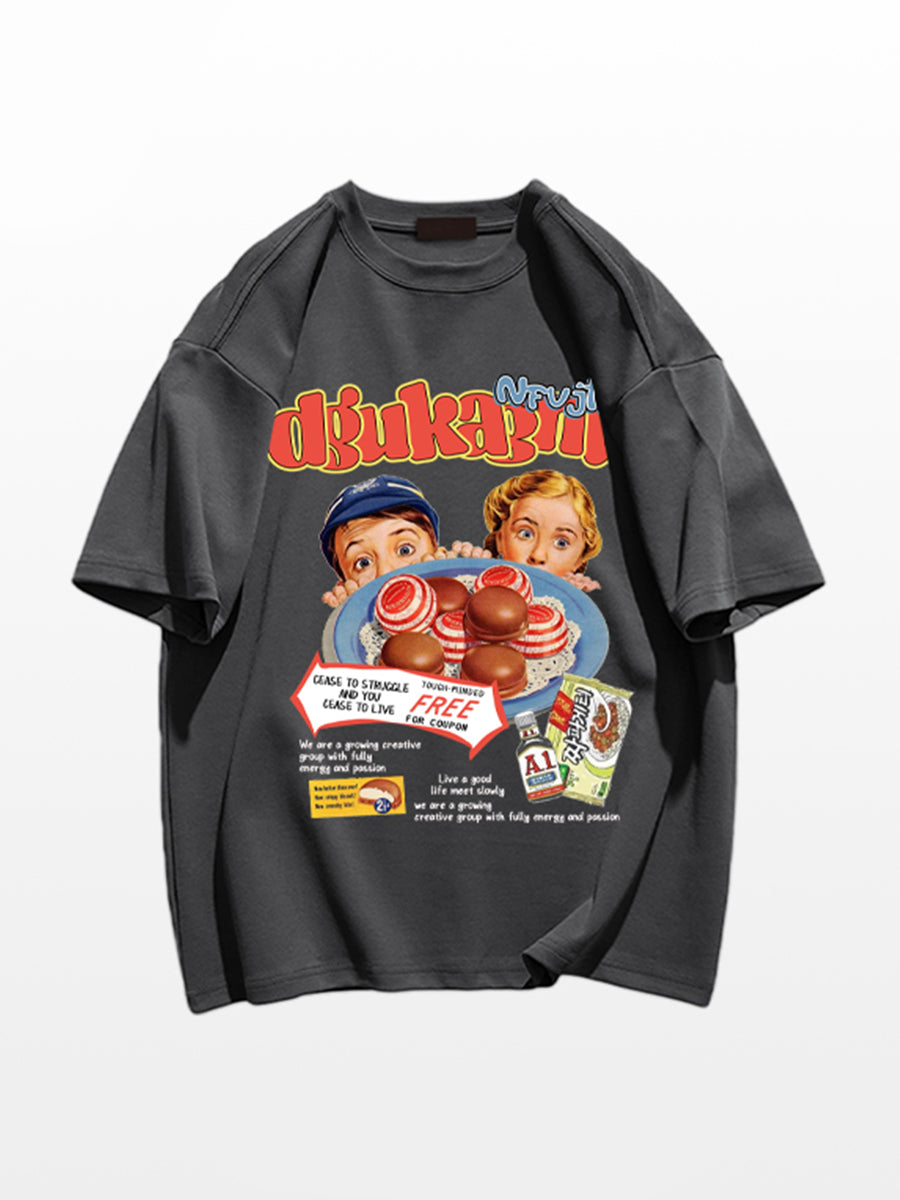 Kids Print Oversize Short Sleeve Top