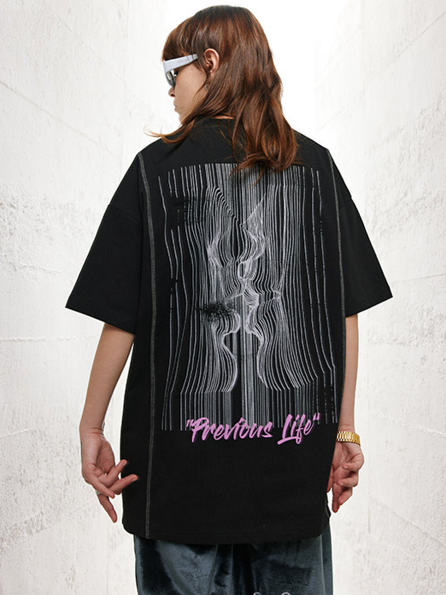 Reversible Print Oversized T-Shirt Top