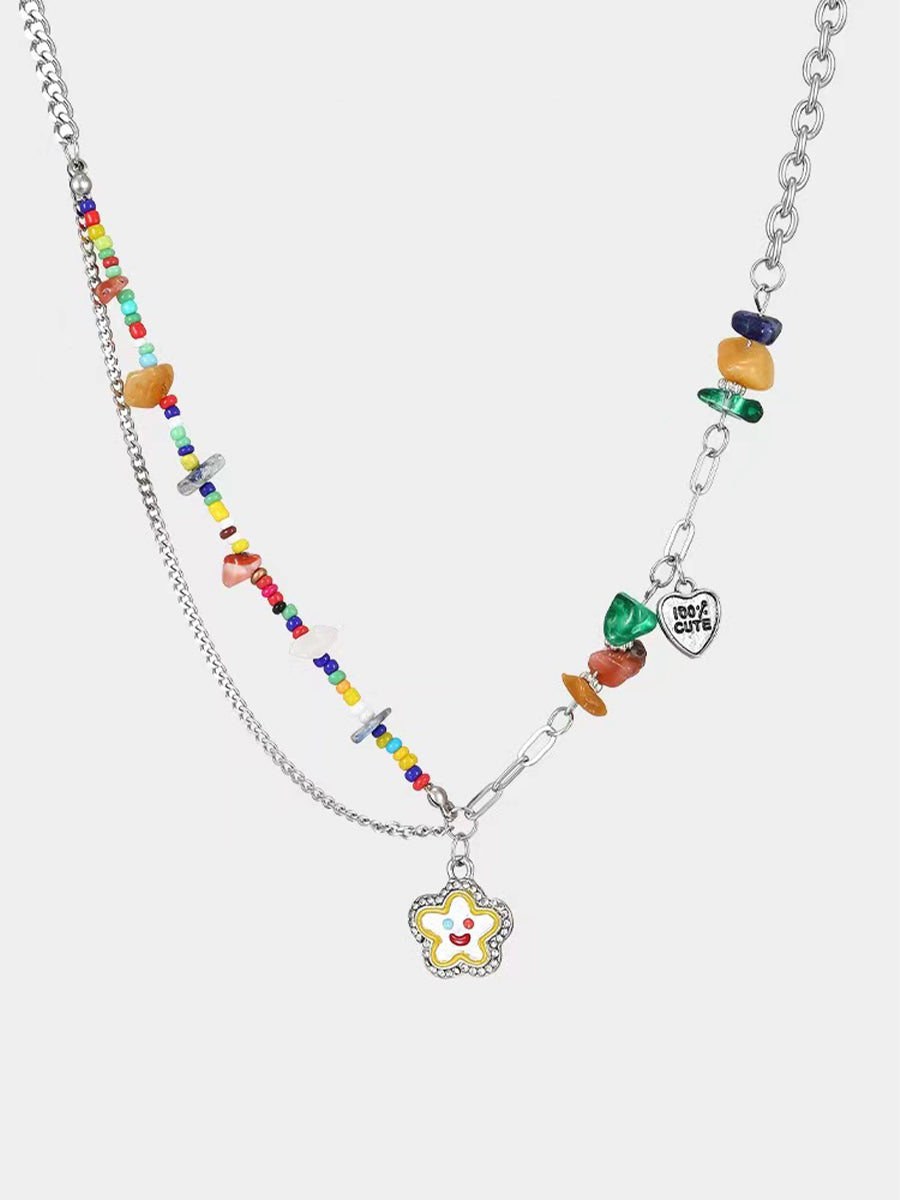 Smile Flower Rainbow Necklace