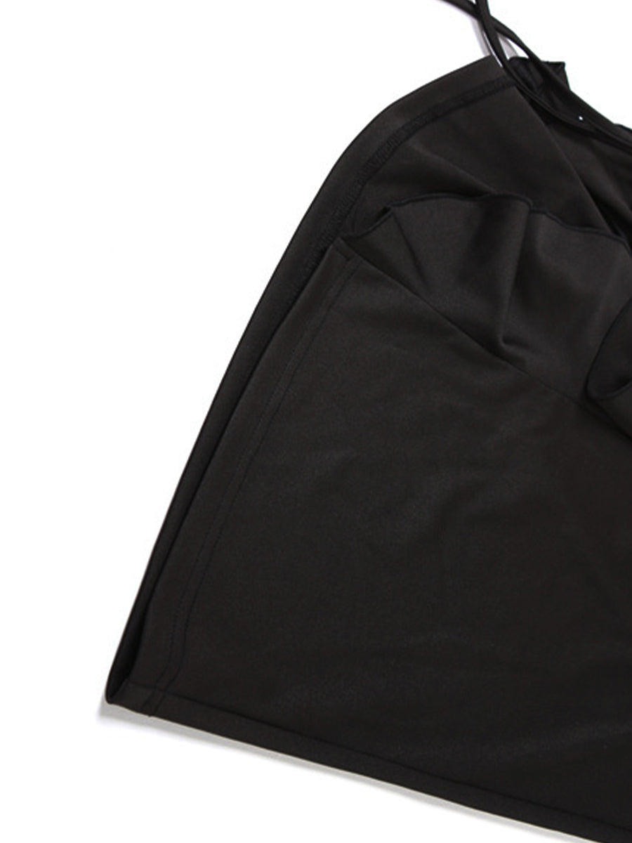 Black Slim Irregular Hem Midi Skirt
