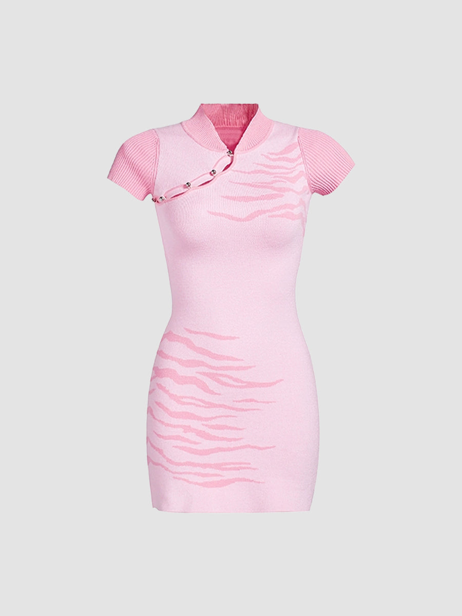 Pink Tiger Stripe Knitted Dress