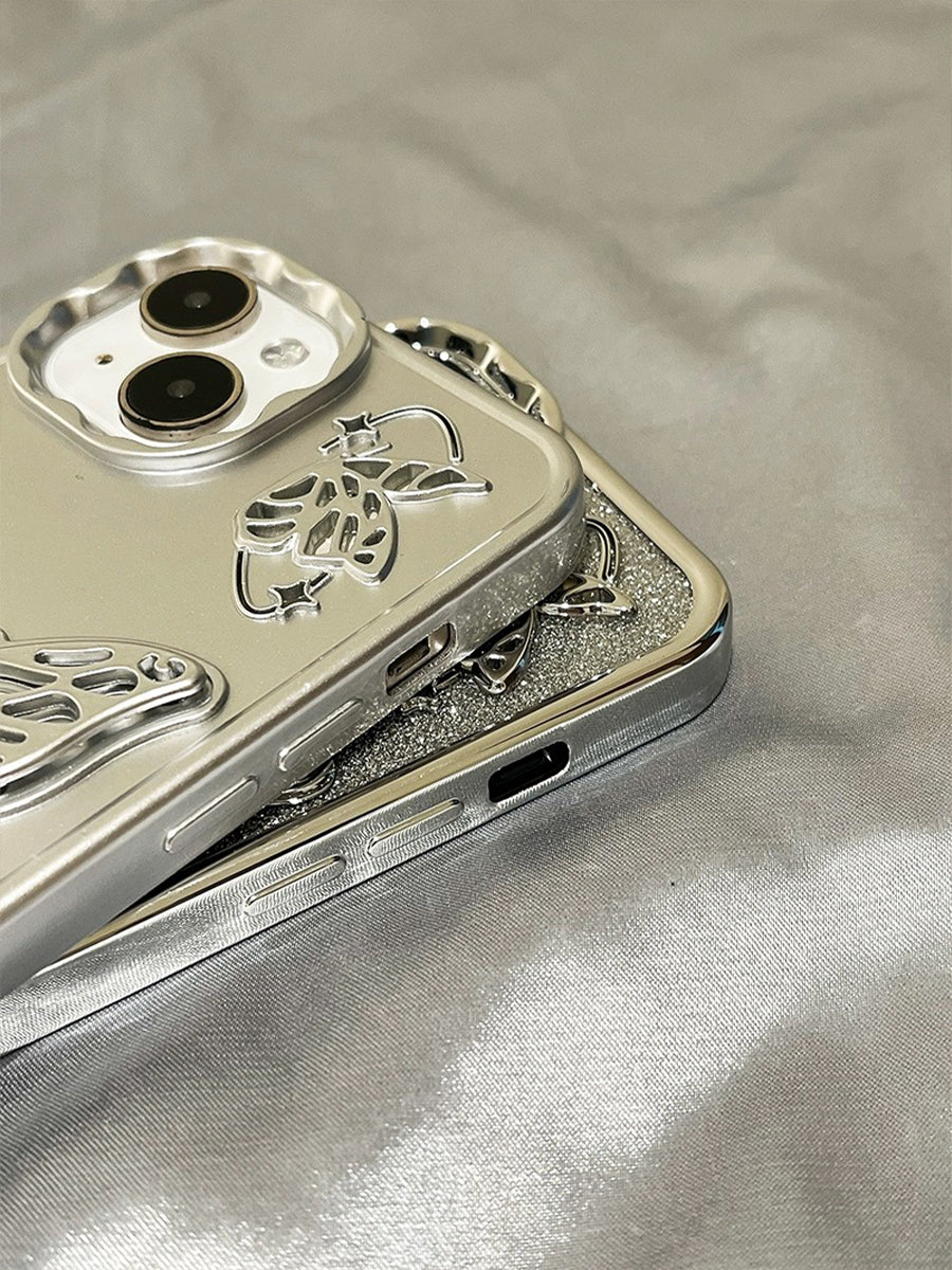 Skeletonized 3D Plating Butterfly Couple Phone Case