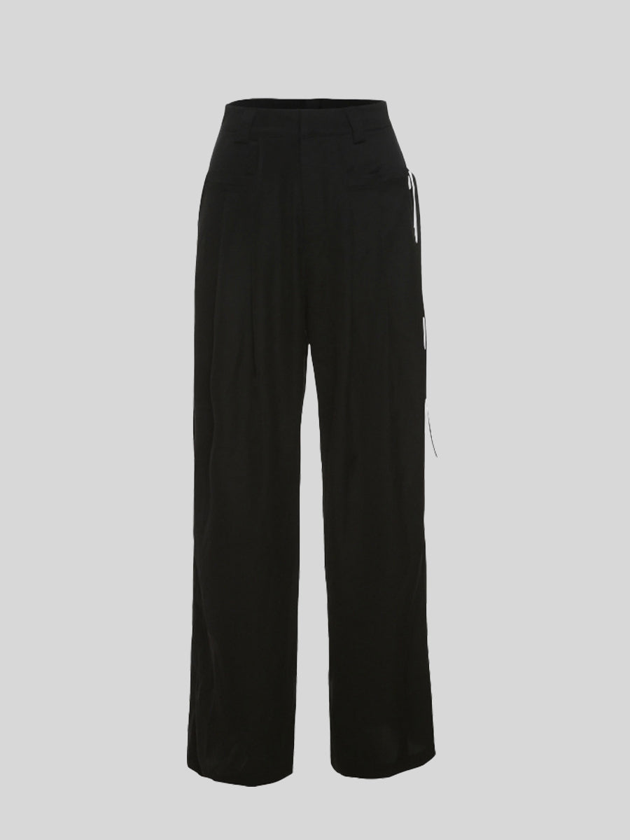 Lace-up Pockets Casual Pants