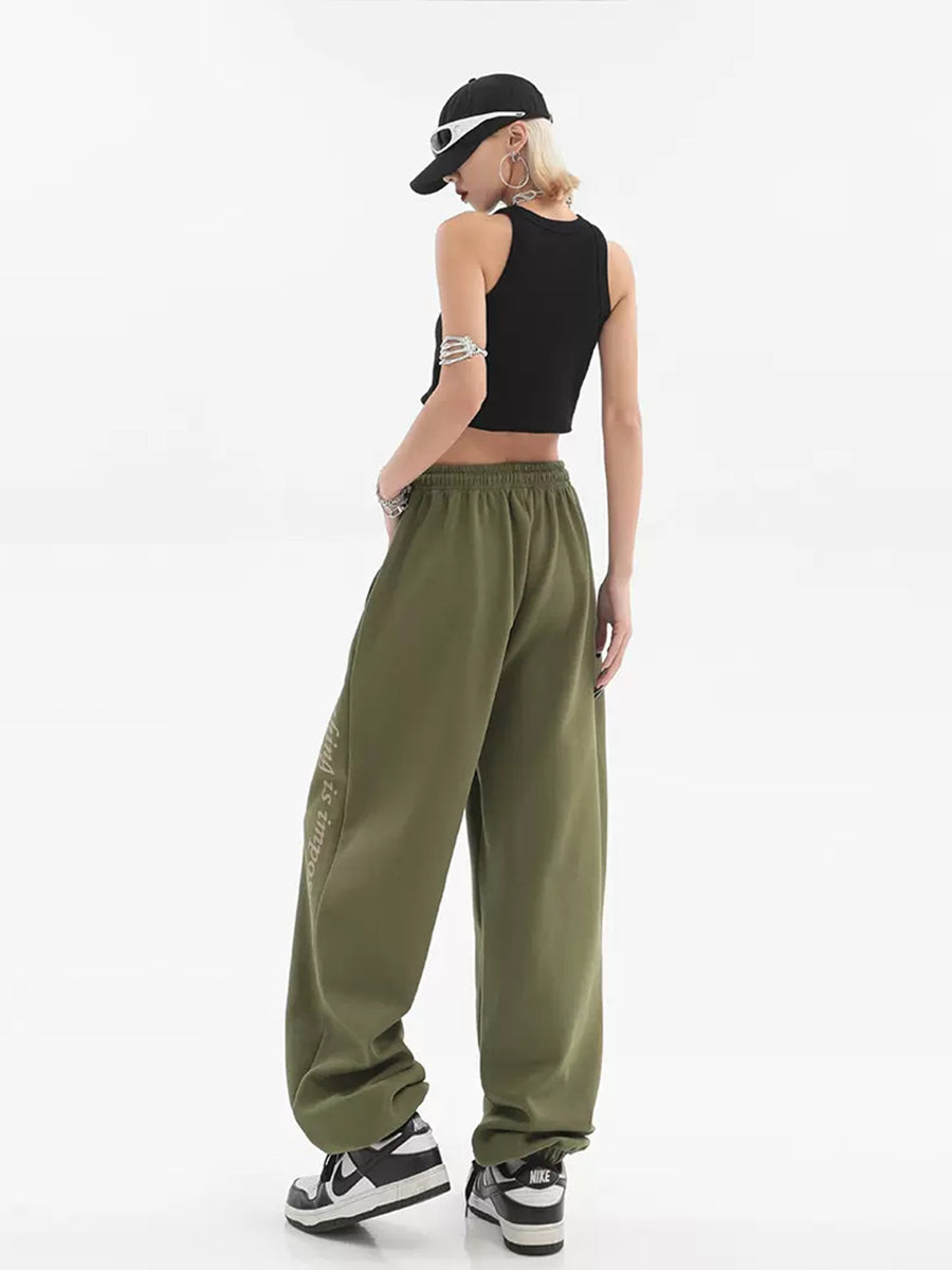 Printed Straight Leg Panel Sweatpants Pants