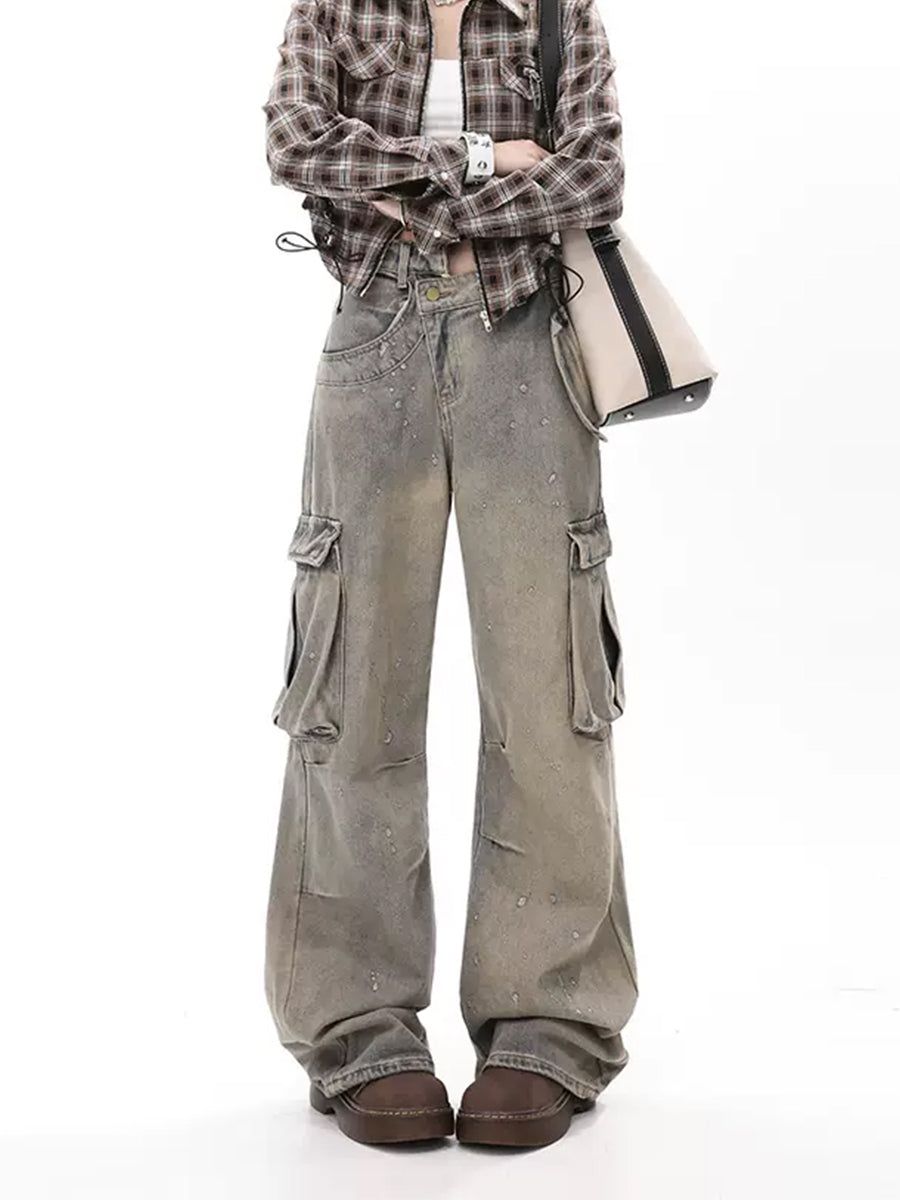 Vintage Irregular Loose Cargo Jeans