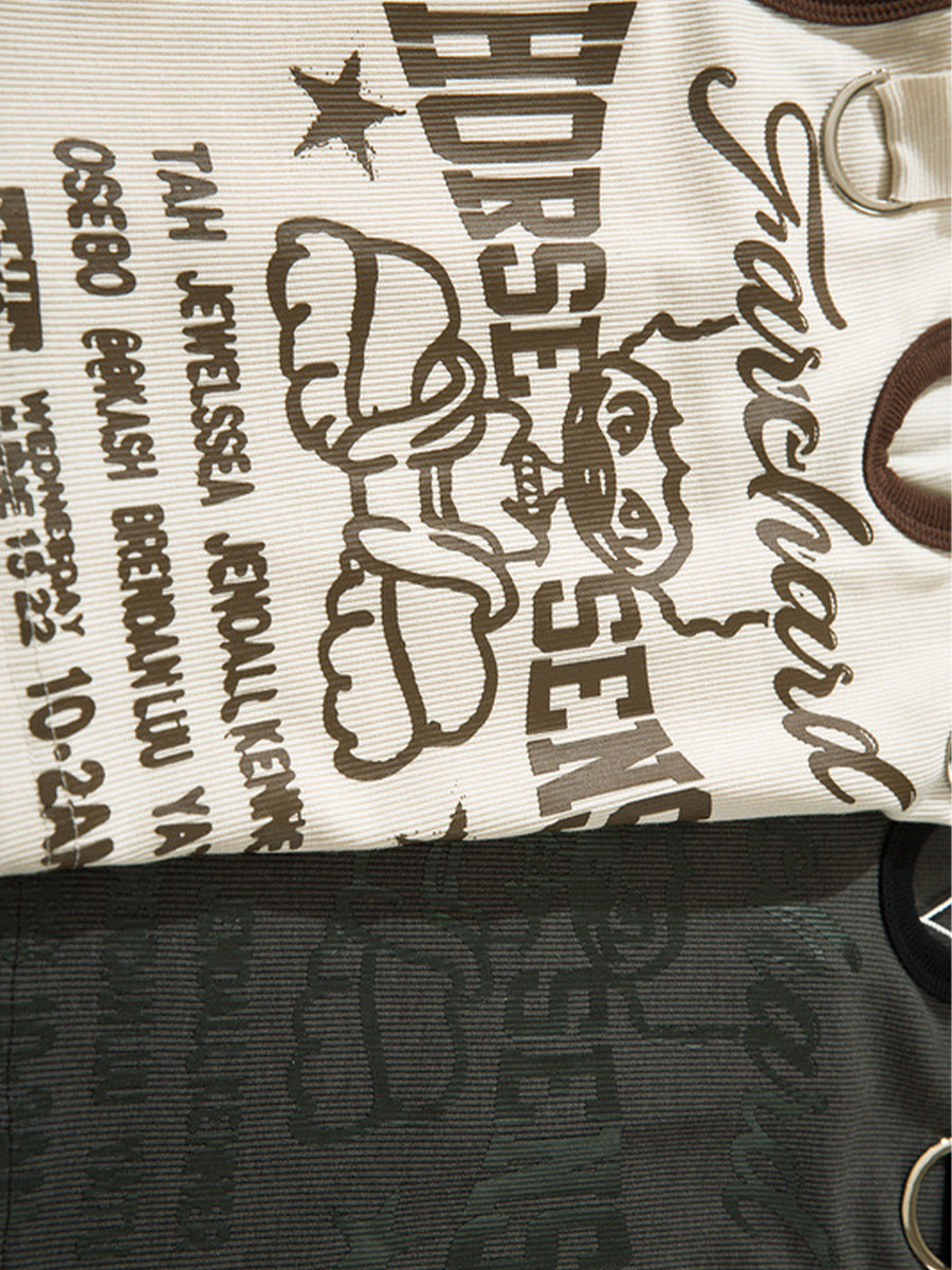 Vintage Printed Sleeveless Tank Top