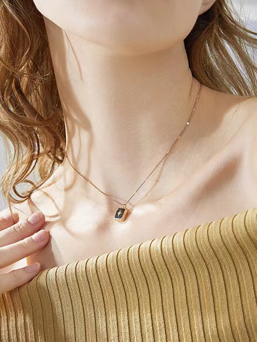 Gold Star Square Necklace