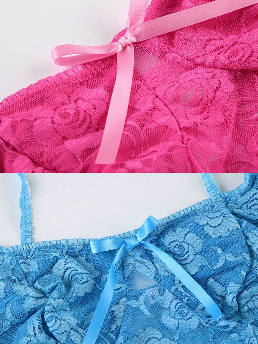Sheer Lace Bow Camisole Top