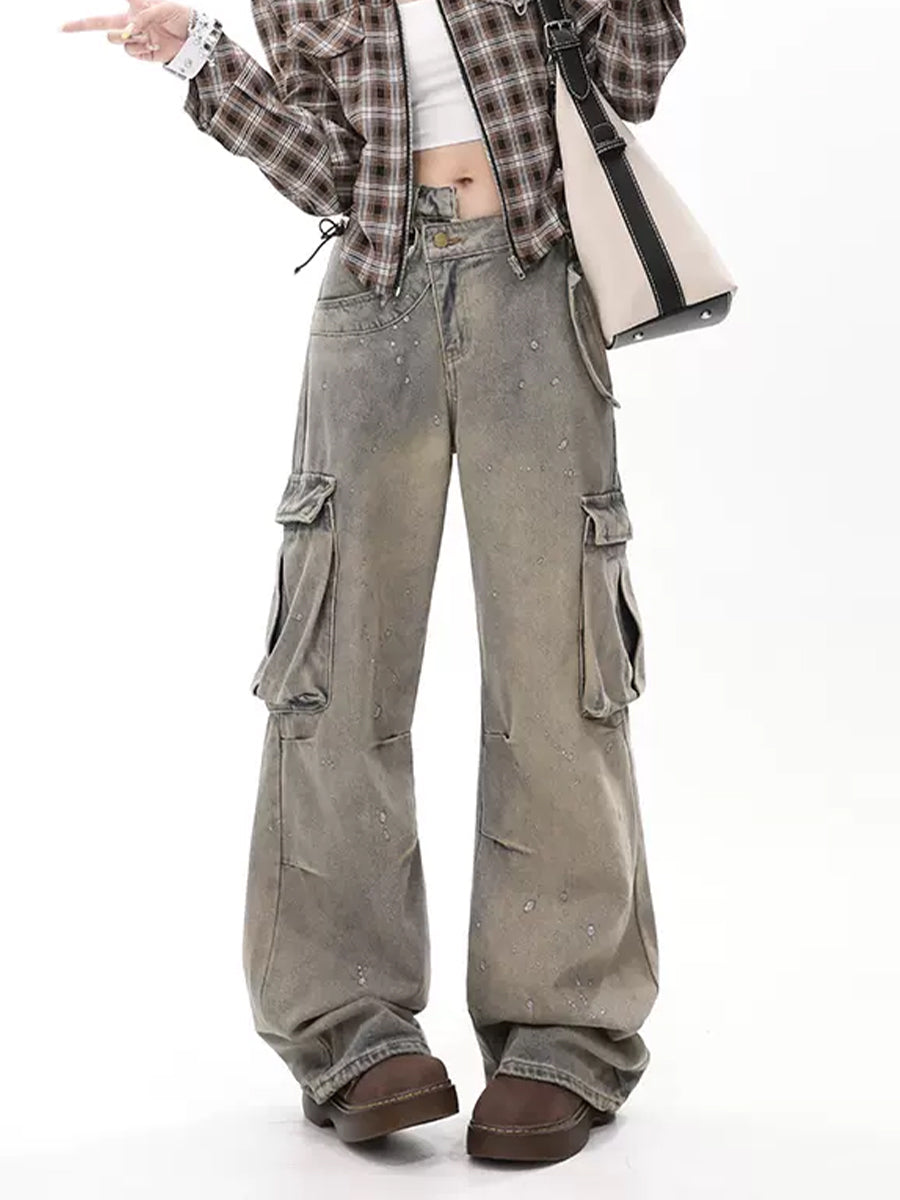 Vintage Irregular Loose Cargo Jeans